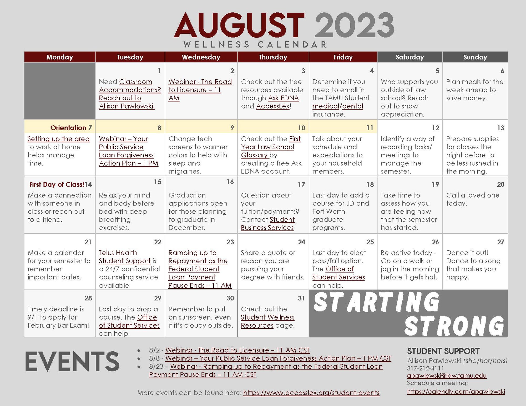 2023-August Wellness Calendar