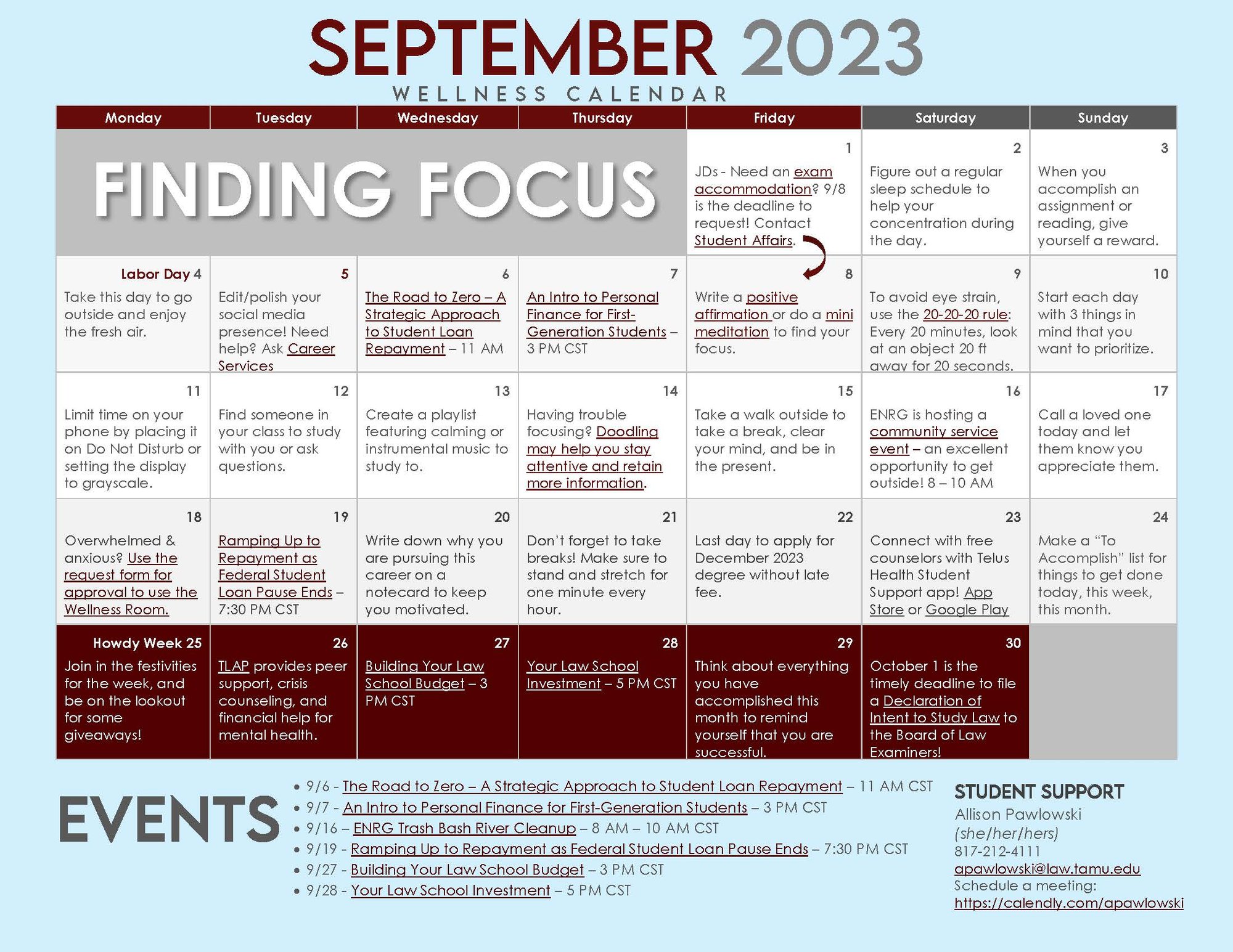 2023-September Wellness Calendar