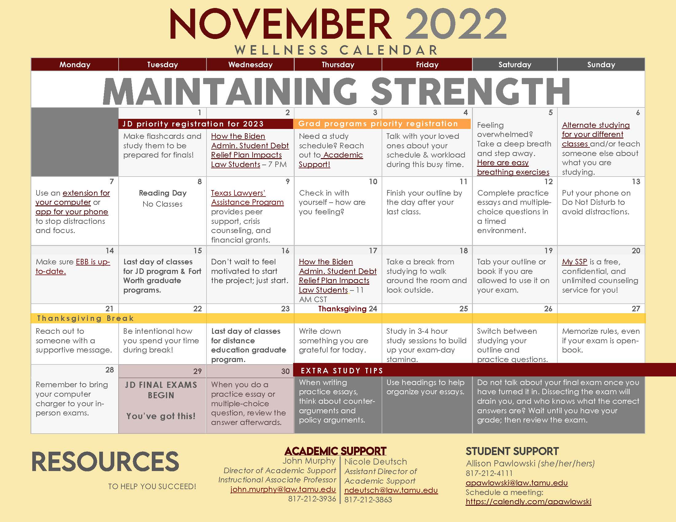 2022-November Wellness Calendar