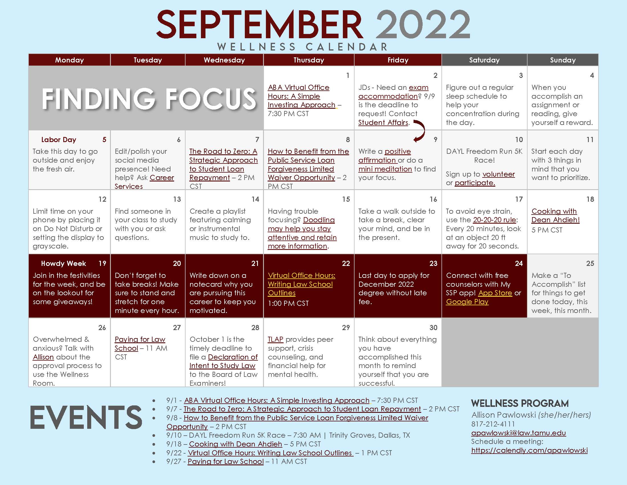 2022-September Wellness Calendar