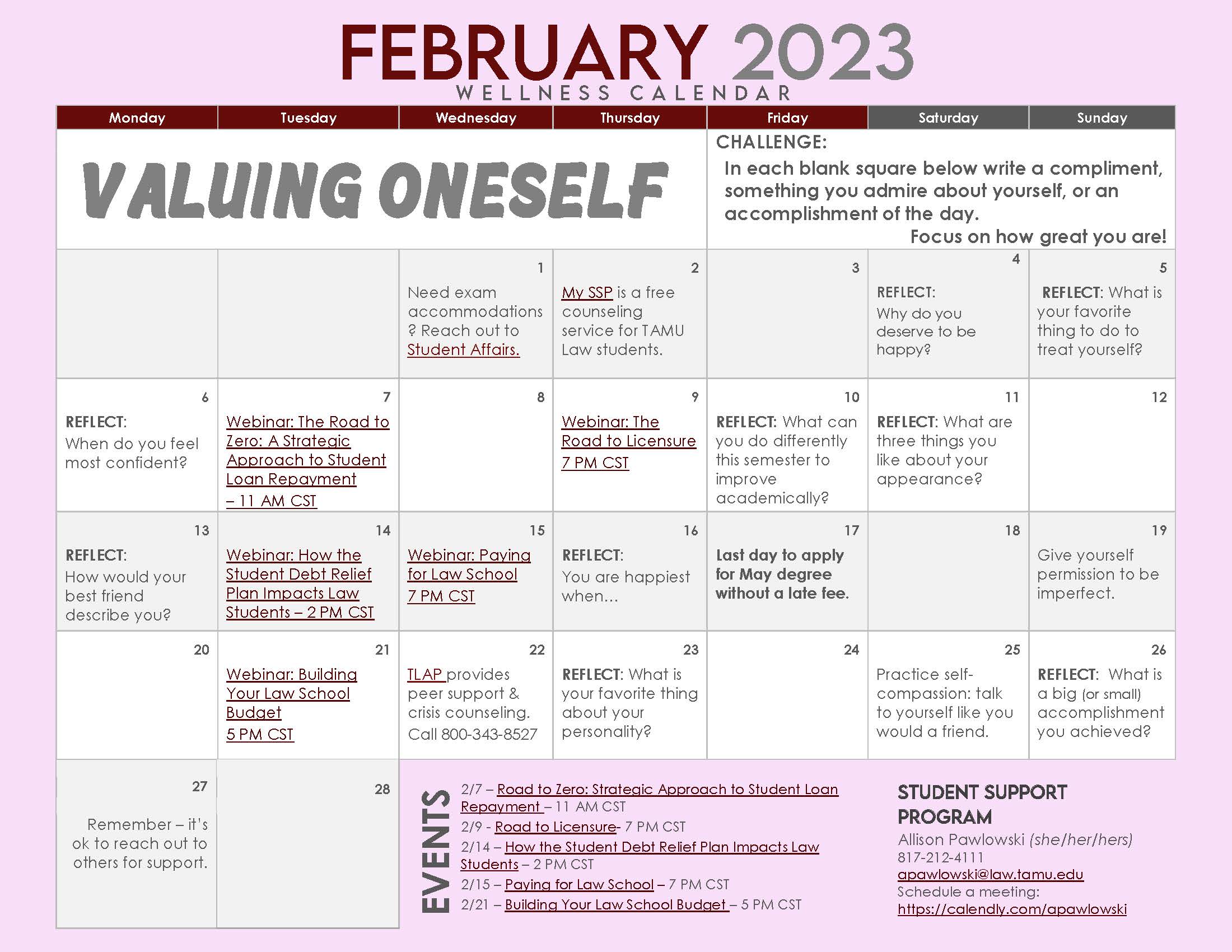 2023-February Wellness Calendar