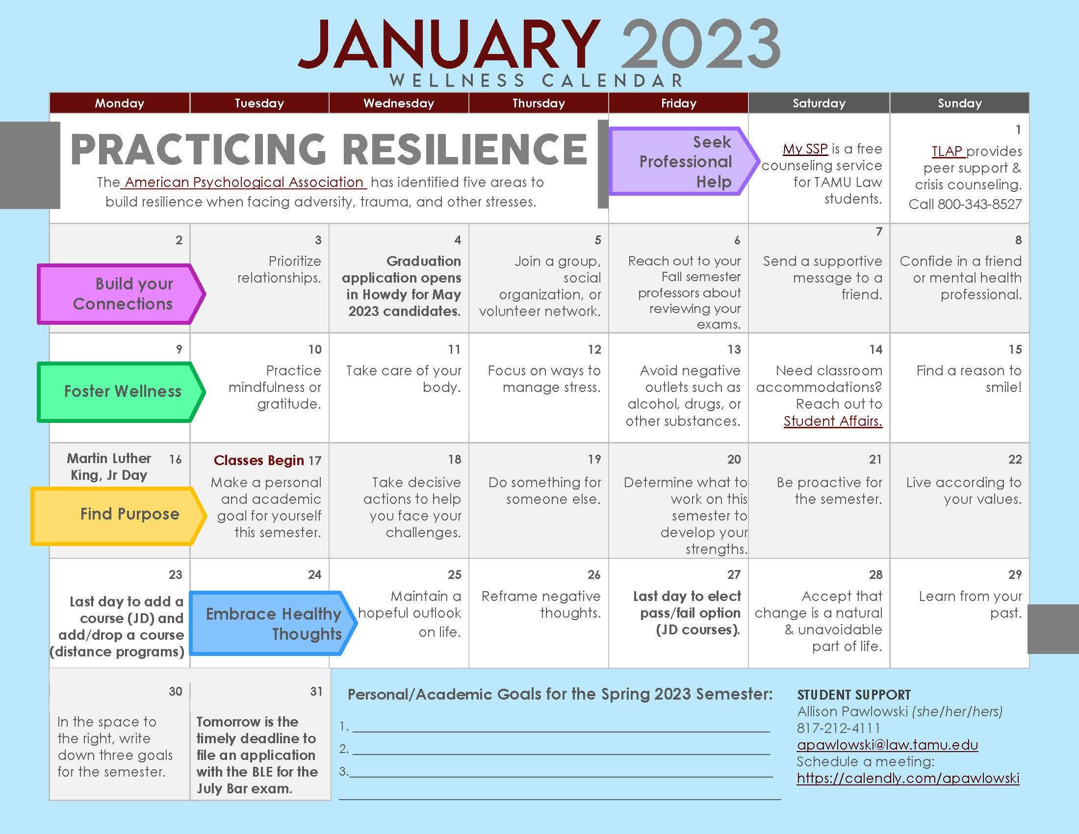 2023-January Wellness Calendar