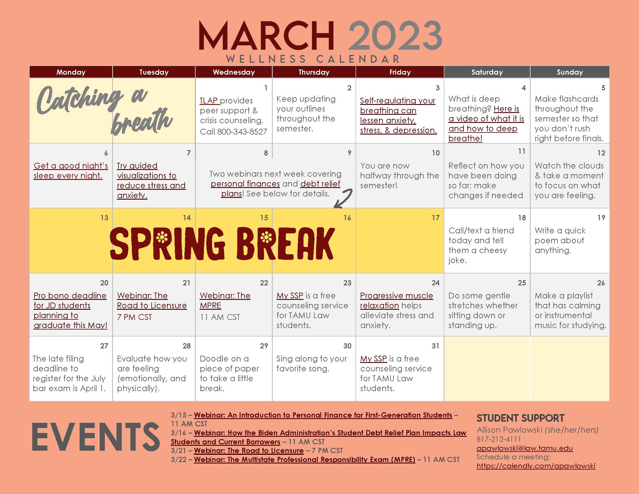 2023-March Wellness Calendar